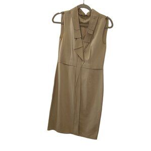 ELIE TAHARI khaki pleat detail shift career dress 4